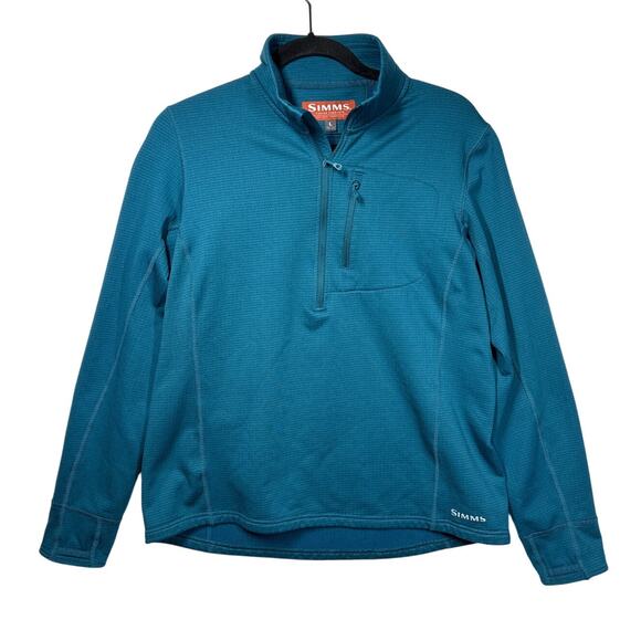 Simms Women's M's Rivershed Half Zip Fleece Pullover Jacket Fishing Teal Blue L - Picture 1 of 11